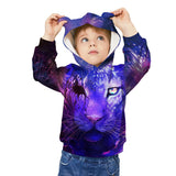 Kid Boy Long Sleeve Ear Cap Autumn Tiger Digital Printing Hoodie