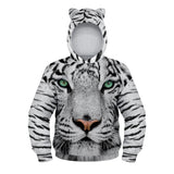Kid Boy Long Sleeve Ear Cap Autumn Tiger Digital Printing Hoodie