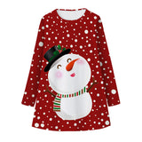 Kid Girls Long Sleeve Round Neck Snowman Christmas Digital Print Dress