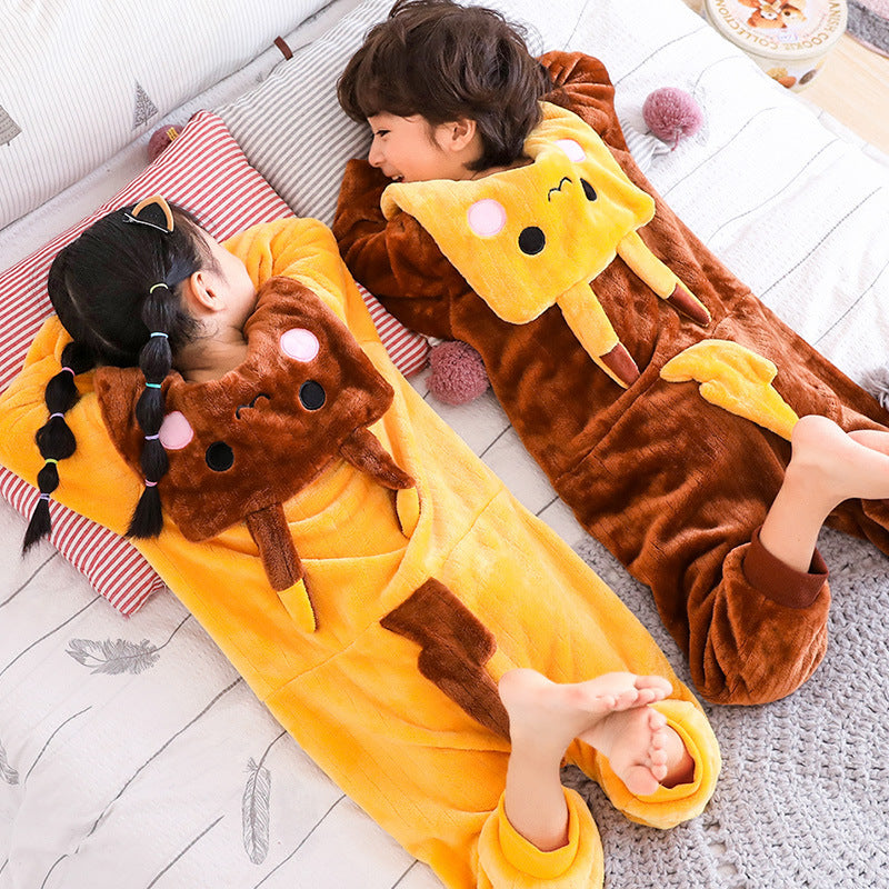 Kid Boy Girl Flannel One-piece Pajamas Warm Animal Winter Home Wear