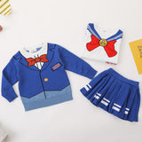 Kid Baby Boy  Girl Conan Sailor Moon Jersey Pleated Suit 2 Pcs Sets