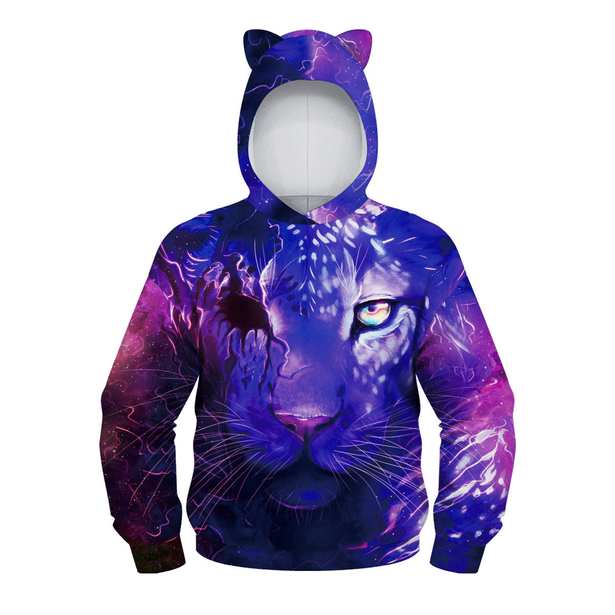 Kid Boy Long Sleeve Ear Cap Autumn Tiger Digital Printing Hoodie