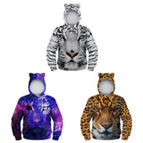 Kid Boy Long Sleeve Ear Cap Autumn Tiger Digital Printing Hoodie