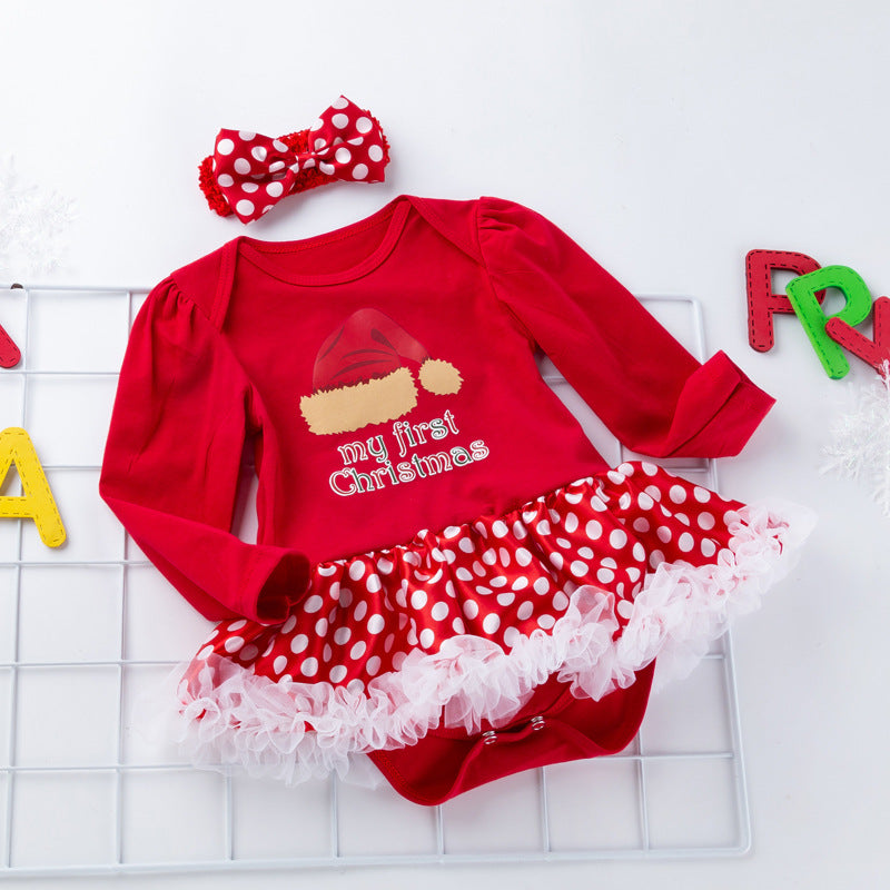 Baby Girl Christmas Long-sleeved Dress 0-2 Years