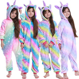 Kid Baby Girl Flannel Unicorn Animal Cartoon One-piece Pajamas