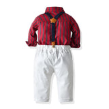 Long Sleeve Striped Christmas Baby Boy Set 2 Pcs Formal Suits