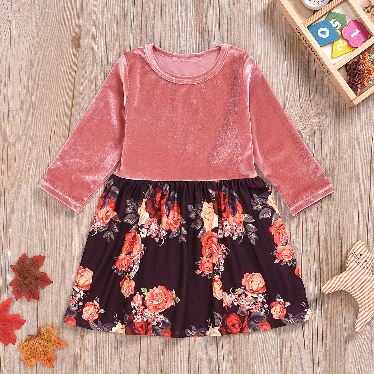 Kid Baby Girls Long Sleeve Ins Flower Dress