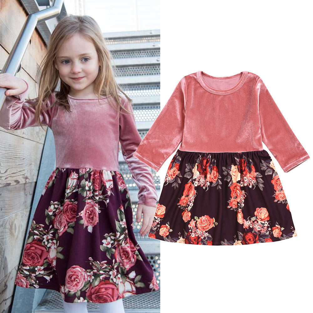 Kid Baby Girls Long Sleeve Ins Flower Dress