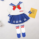 Kid Baby Boy  Girl Conan Sailor Moon Jersey Pleated Suit 2 Pcs Sets