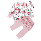 Baby Girls Sets Floral print Long Sleeve 3pcs Set Outfits