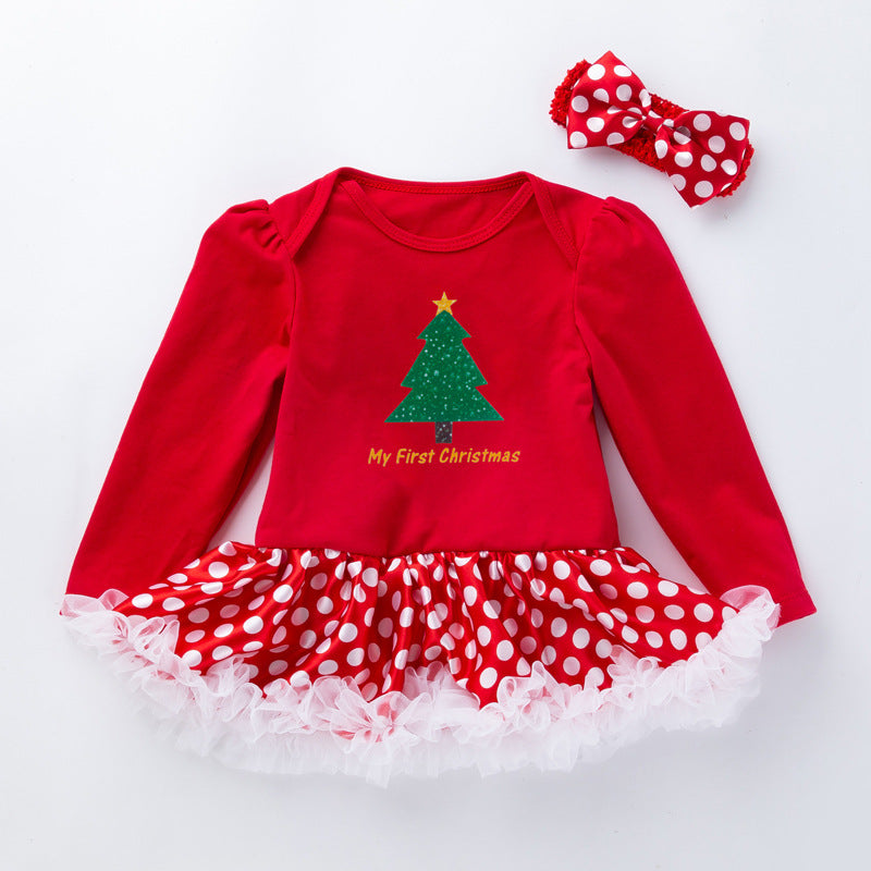 Baby Girl Christmas Long-sleeved Dress 0-2 Years