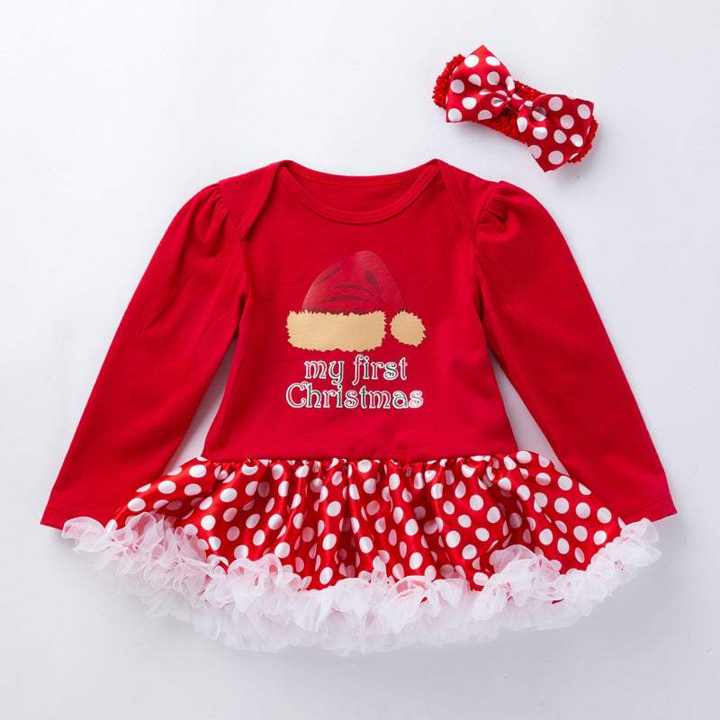 Baby Girl Christmas Long-sleeved Dress 0-2 Years