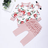 Baby Girls Sets Floral print Long Sleeve 3pcs Set Outfits