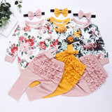Baby Girls Sets Floral print Long Sleeve 3pcs Set Outfits