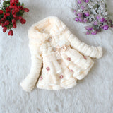 Kid Baby Girl Cotton Winter Thickened Wool Fur Pearl Coats
