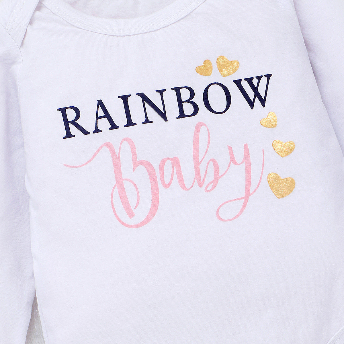 Baby Girl Color Letter Printing Rainbow Outfit Set 3 Pcs