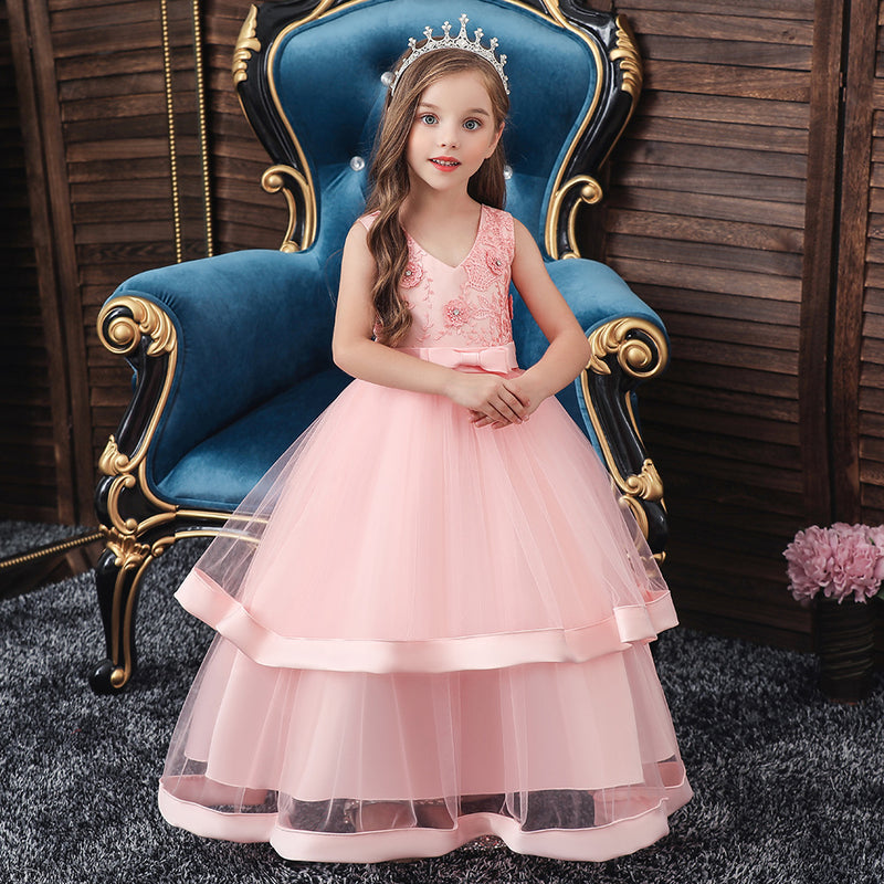 Kid Girl Princess Large Wedding Pompous Catwalk Dress