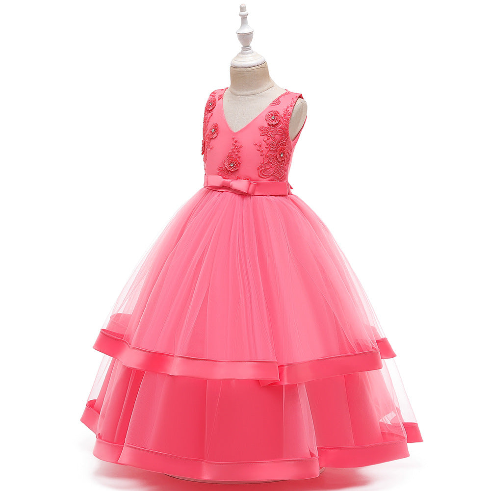 Kid Girl Princess Large Wedding Pompous Catwalk Dress