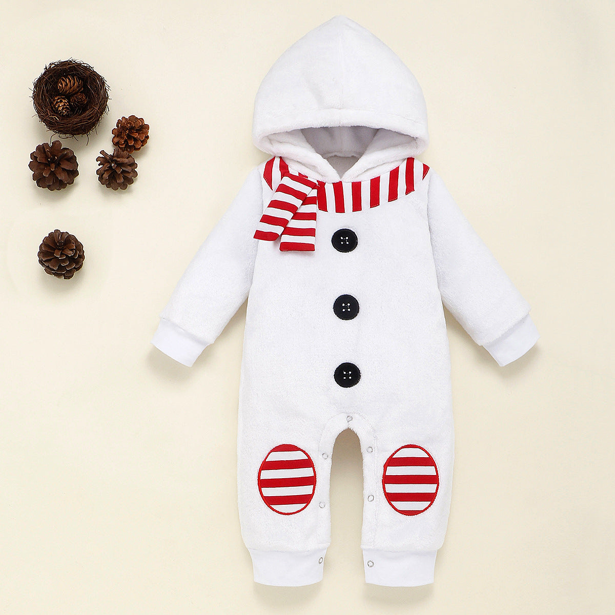 Kids Baby Snowman Embroidered Hooded Jumpsuit Rompers