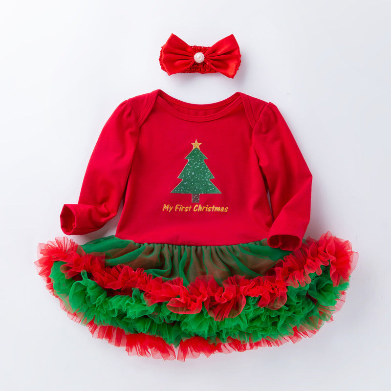 Baby Girl Christmas Long-sleeved Dress 0-2 Years