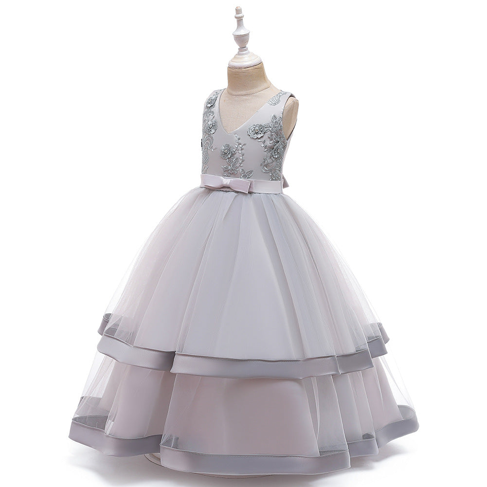Kid Girl Princess Large Wedding Pompous Catwalk Dress