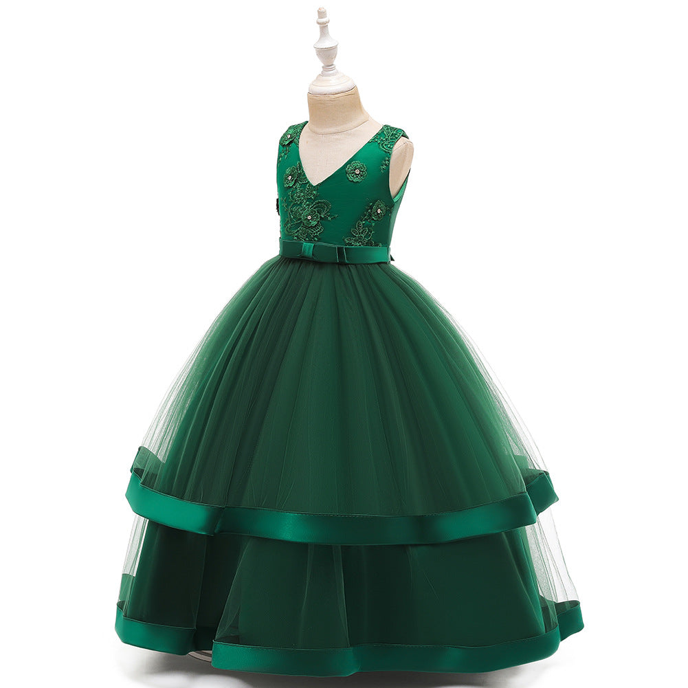Kid Girl Princess Large Wedding Pompous Catwalk Dress