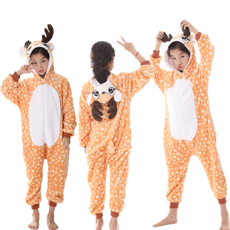Family Matching Lions Flannel Cartoon One-piece Animals Pajamas