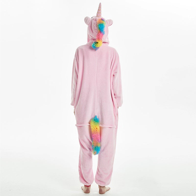 Family Matching Wool Tianma Autumn Winter Flannel Cartoon Animal Pajamas