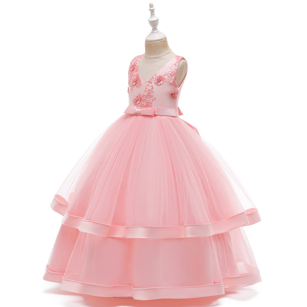 Kid Girl Princess Large Wedding Pompous Catwalk Dress