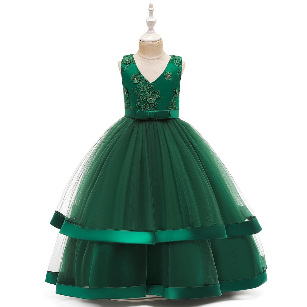 Kid Girl Princess Large Wedding Pompous Catwalk Dress