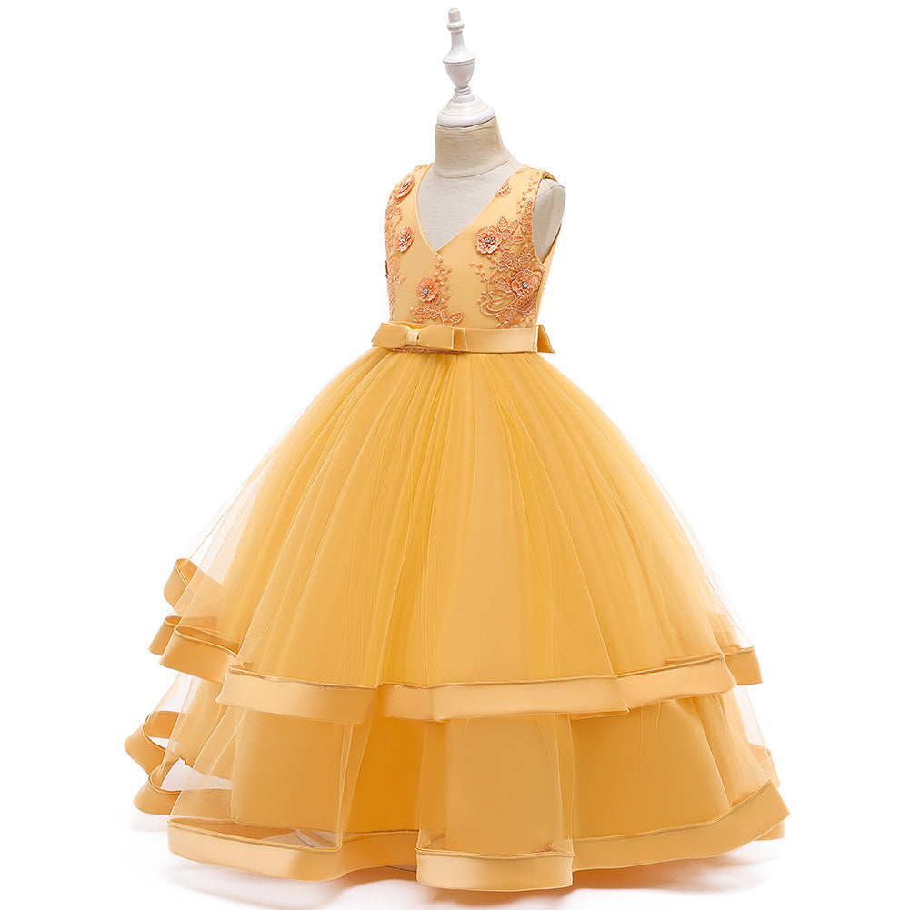 Kid Girl Princess Large Wedding Pompous Catwalk Dress