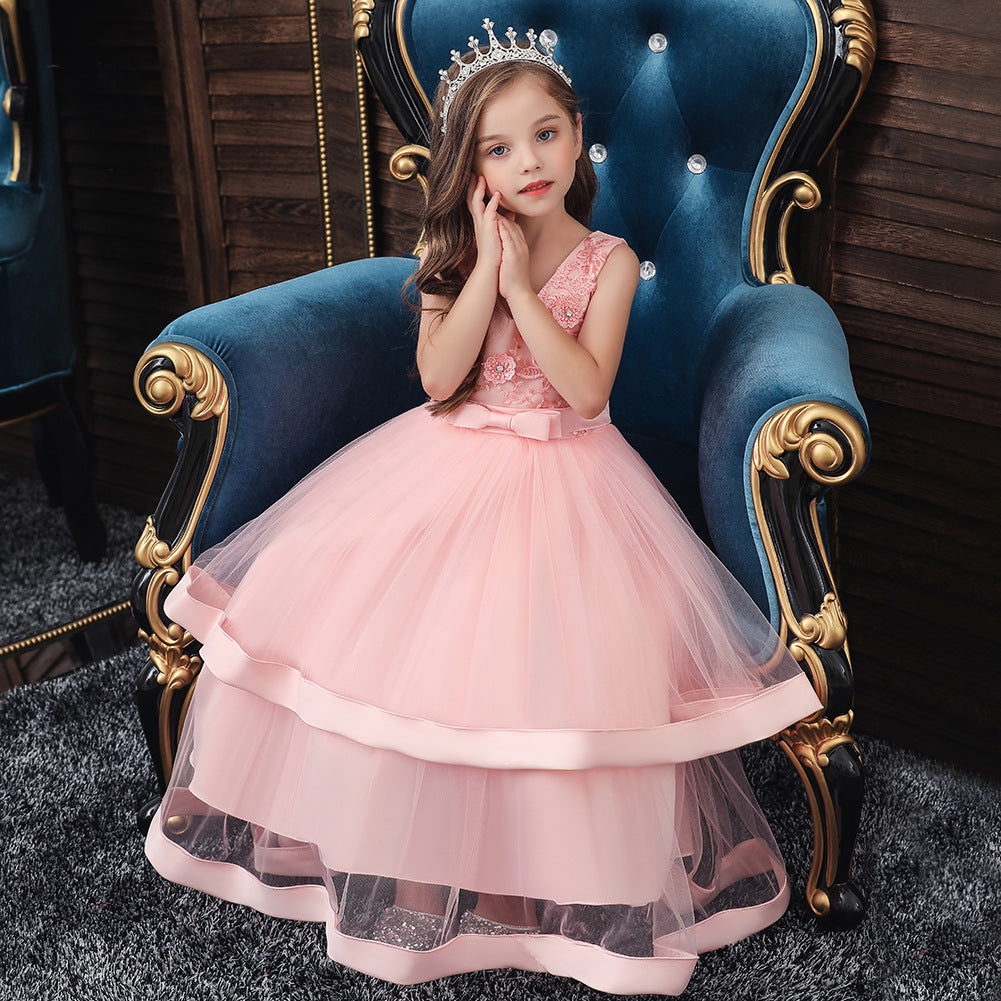 Kid Girl Princess Large Wedding Pompous Catwalk Dress