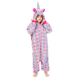 Kid Girl Cartoon Animal One-piece Flanel Unicorn Pajamas