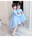 Kid Girl Long Sleeve Princess Poncho Flower Wedding Dress