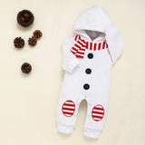 Kids Baby Snowman Embroidered Hooded Jumpsuit Rompers