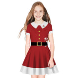 Family Matching Christmas Red White Striped Digital Parent-child Dresses