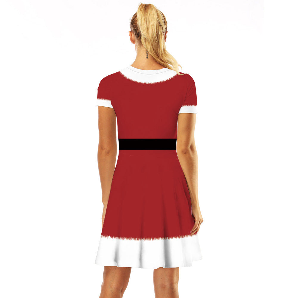 Family Matching Christmas Red White Striped Digital Parent-child Dresses