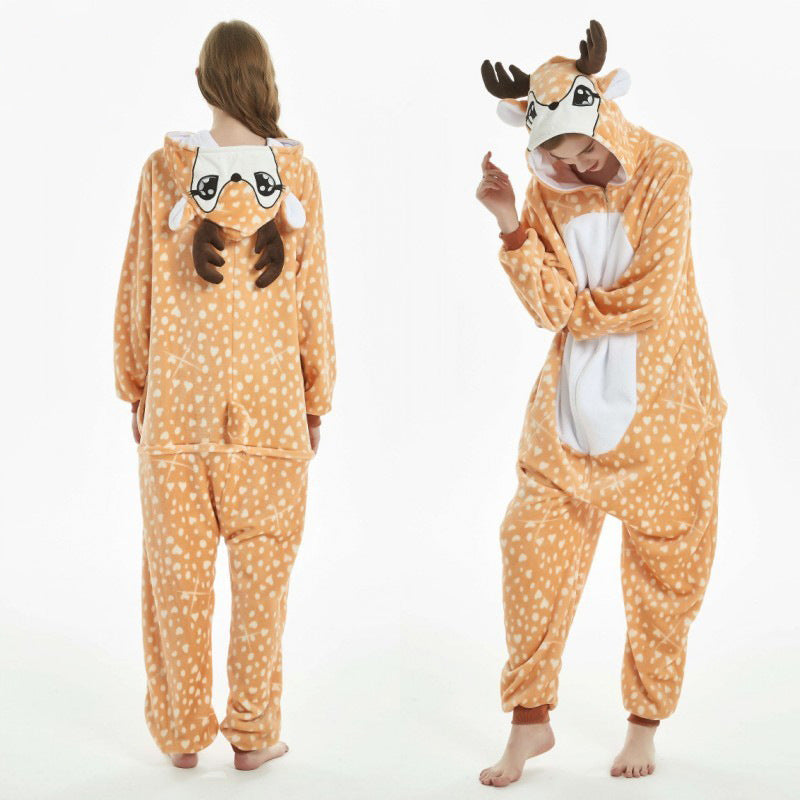 Family Matching Lions Flannel Cartoon One-piece Animals Pajamas