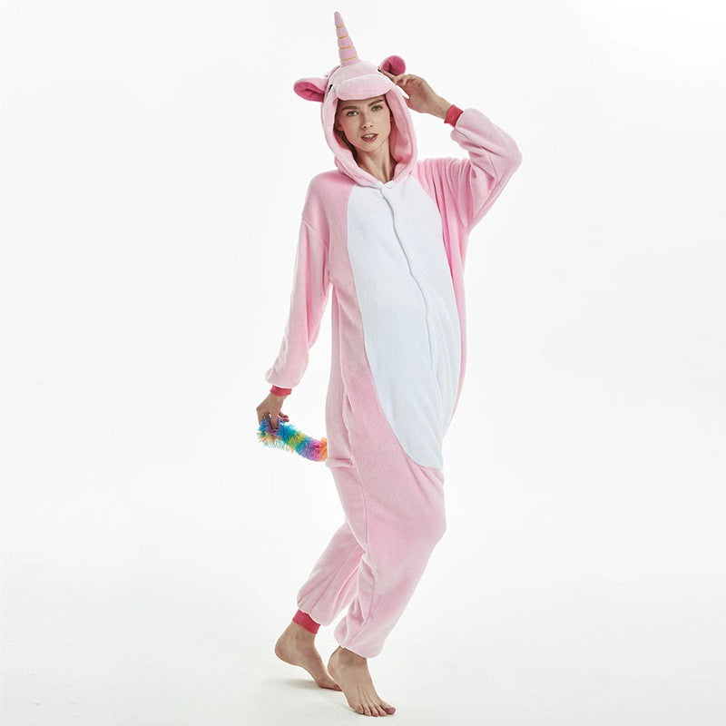 Family Matching Wool Tianma Autumn Winter Flannel Cartoon Animal Pajamas