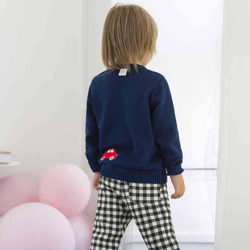 Kid Baby Boy Embroidered Car Knitted Sweater