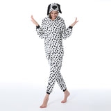 Family Matching Dalmatian Cartoon Animal One-piece Flannel Pajamas