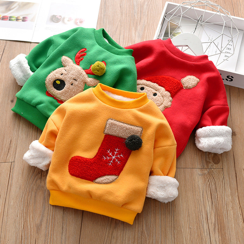 Kids Baby Girl Boy Winter Plush Warm Santa Sweater