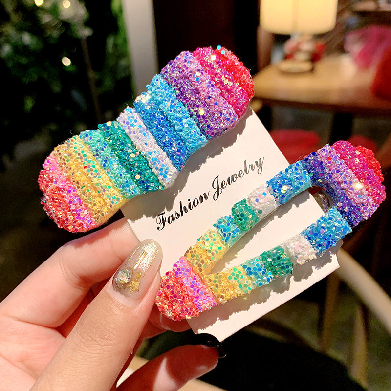 Kid Girl Korea Colorful Sequin Clip Adorable Hair Headwears