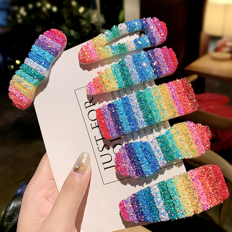 Kid Girl Korea Colorful Sequin Clip Adorable Hair Headwears