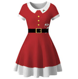 Family Matching Christmas Red White Striped Digital Parent-child Dresses