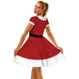 Family Matching Christmas Red White Striped Digital Parent-child Dresses