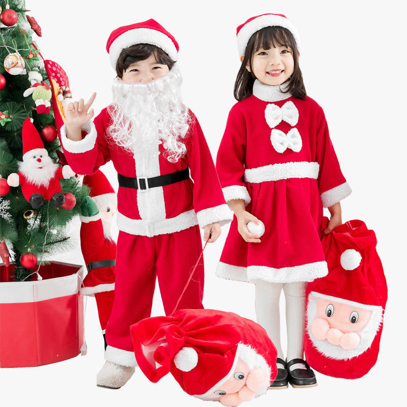 Kids Boy Girl Christmas Santa Claus Thickened Cashmere 2 Pcs Set