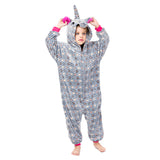 Kid Girl Cartoon Animal One-piece Flanel Unicorn Pajamas