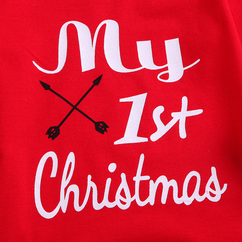 Kids Baby Long Sleeve Christmas Letter Creeper Sets 3 Pcs