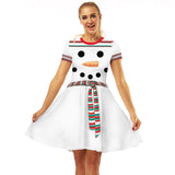 Family Matching Christmas Elk Digital Printing Parent-child Short Sleeve Dress